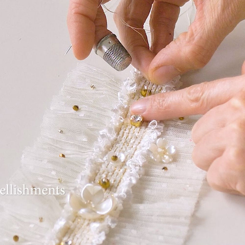 How To Make Pearl Beaded lace, Hand Embroidery