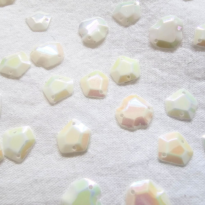 White iridescent peaked sequins