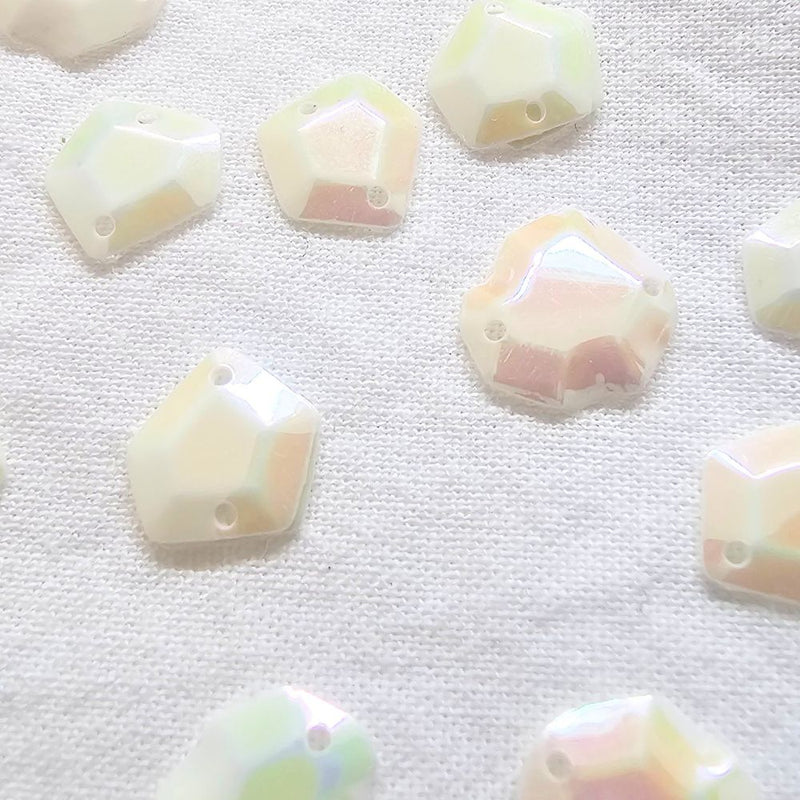 White iridescent peaked sequins